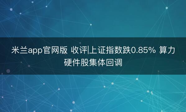 米兰app官网版 收评|上证指数跌0.85% 算力硬件股集体回调